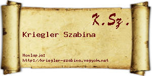 Kriegler Szabina névjegykártya